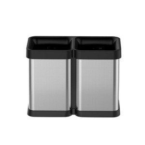 2x5.3 Gallon Dual Trash Can, Open Top Garbage Can, Fingerprint Proof Stainless Steel Recycling Trash Bin for Kitchen Home Office, No Inner Bucket - 1 of 4