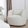 KINWELL 34" Poly Blend Boucle Fabric Upholstered Swivel Armchair - 3 of 4