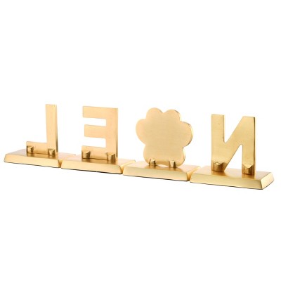 5" Silver and Gold Sparkle NOEL Stocking Holders, 4-Pieces