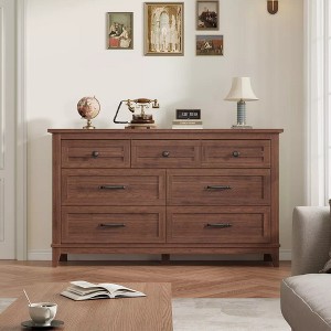 7 Dresser Wide Drawer with Storage,Wooden Closet Storage Chest for Living Room, Bedroom - 1 of 4