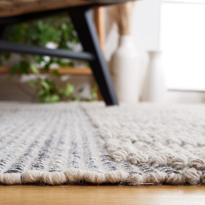 Ivory and Beige Handwoven Wool Cotton 3' x 5' Area Rug