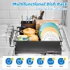 Simple Trending Dish Rack, Steel Dish Drying Rack for Kitchen Counter, Dish Drainer with Cutlery Holder for Large Capacity,  Black - 3 of 4