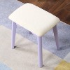 Roundhill Furniture Maly Contemporary Wood Vanity and Stool Set, Purple - 4 of 4