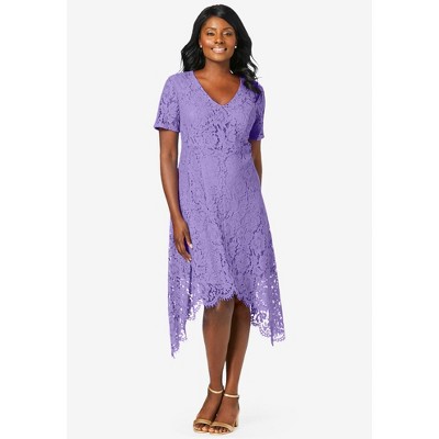 Purple Handkerchief Hem Dresses