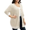 Open Front Cardigan for Women Cable Knit Sweater with Pockets Plus Size Long Sleeve Tops Button Down - 3 of 4