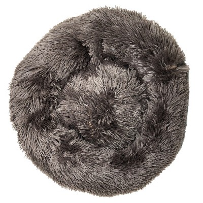 Medium Brown Plush Rounded Calming Dog Bed