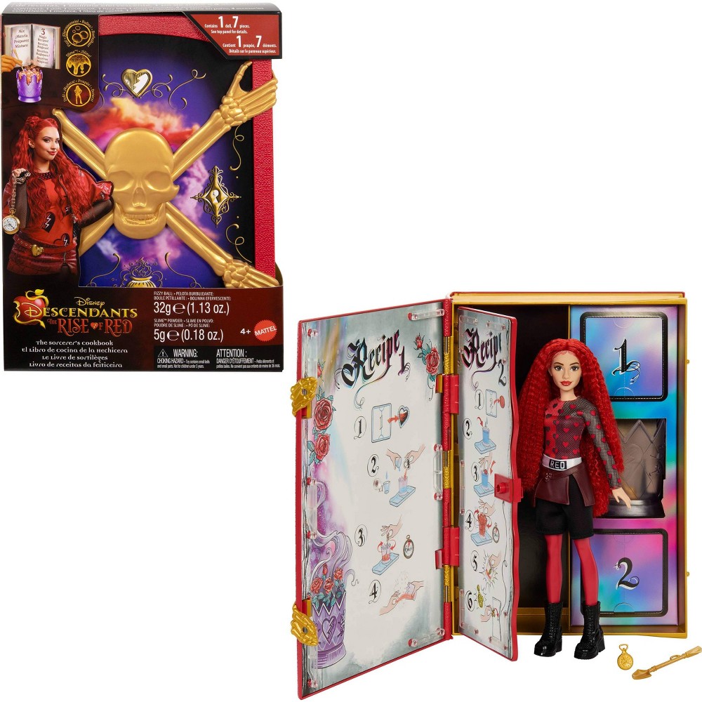 Photos - Doll Mattel Disney Descendants: The Rise of Red – The Sorcerer's Cookbook with Red , Fizz, Slime &  Reveal Surprises 