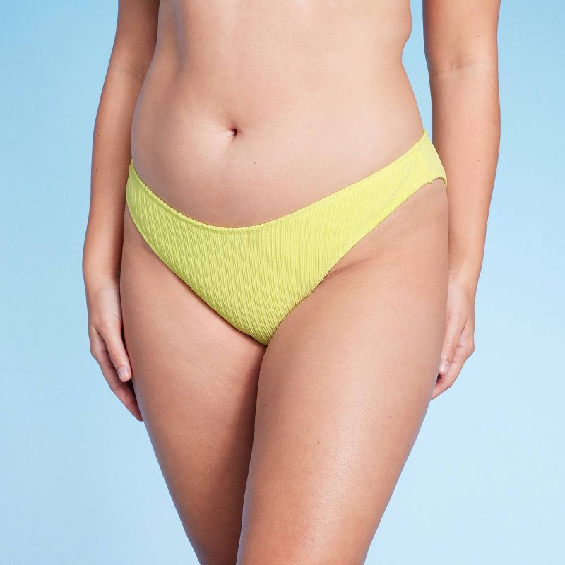 Women's Plisse Textured High Leg Cheeky Bikini Bottom - Wild Fable™, 4 of 14