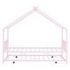 Full/Twin Size House-Shaped Metal Platform Bed Frame with Twin Size Trundle Bed/ Drawers 4S -ModernLuxe - 4 of 4