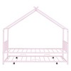 Full/Twin Size House-Shaped Metal Platform Bed Frame with Twin Size Trundle Bed/ Drawers 4S -ModernLuxe - image 4 of 4