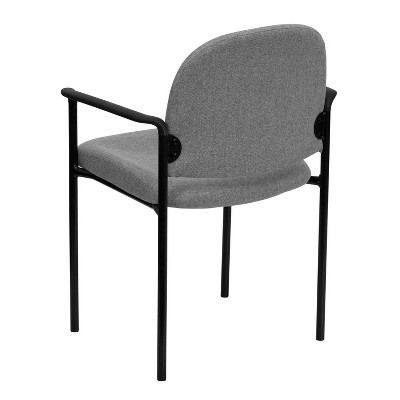 Gray Fabric Stackable Steel Side Reception Chair with Arms