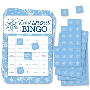 Big Dot of Happiness Blue Snowflakes - Bingo Cards and Markers - Winter Holiday Party Bingo Game - Set of 18 - 1 of 4