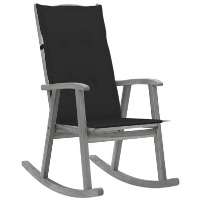 vidaXL Rocking Chair with Cushions Gray Solid Acacia Wood