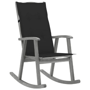 vidaXL Rocking Chair with Cushions Gray Solid Acacia Wood - 1 of 4