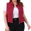 Agnes Orinda Women's Plus Size Trucker Zipper-Front Sleeveless Crop Sport Denim Vests - 2 of 4