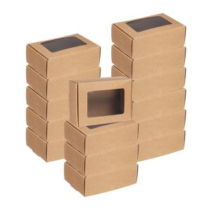 Unique Bargains Paper Party Favor Treats Candy Cookie Packaging with Clear Window Kraft Soap Boxes 32 Pcs - 1 of 4