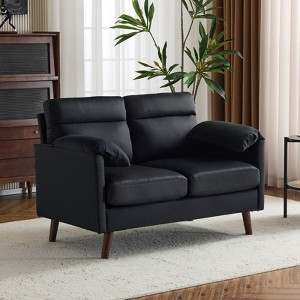 Karl Home |48.8 inchWide Suede Curved Arm Double Sofa Small Loveseat With Cushions - 1 of 4