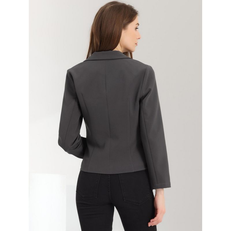 Allegra K Women's Open Front Office Work Long Sleeve Suit Blazer, 4 of 6