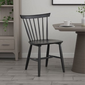 Royal Hampton Side Dining Chair Set of 2, Farmhouse Spindle Back, Black Wood - 1 of 4