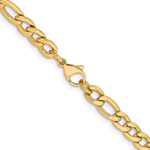 Chisel Stainless Steel Polished Yellow IP-plated 6.75mm 9" Figaro Chain Bracelet - 1 of 4