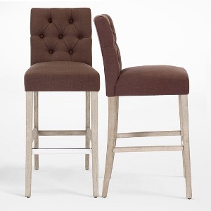 WestinTrends 29" Linen Fabric Tufted Bar Stool (Set of 2) - 1 of 4