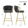 Set of 2 Modern Linen Bar Stools, Plated Legs, Kitchen & Dining Chairs for Cafe, Bar, Restaurant - 4 of 4