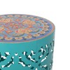 XIYUYEU Transitional Mosaic Patio Side Table with Ceramic Tile Top, Outdoor Table  with Lace-cut Pattern, Outdoor End Table for Patio - 3 of 4