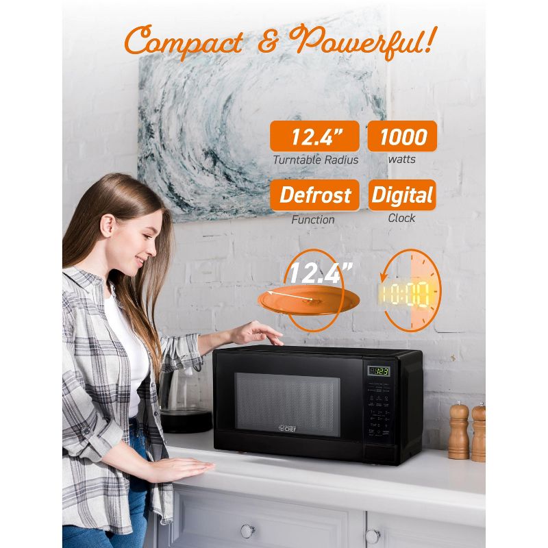 COMMERCIAL CHEF Countertop Microwave 1.1 Cu. Ft. with 10 Power Levels, 5 of 9