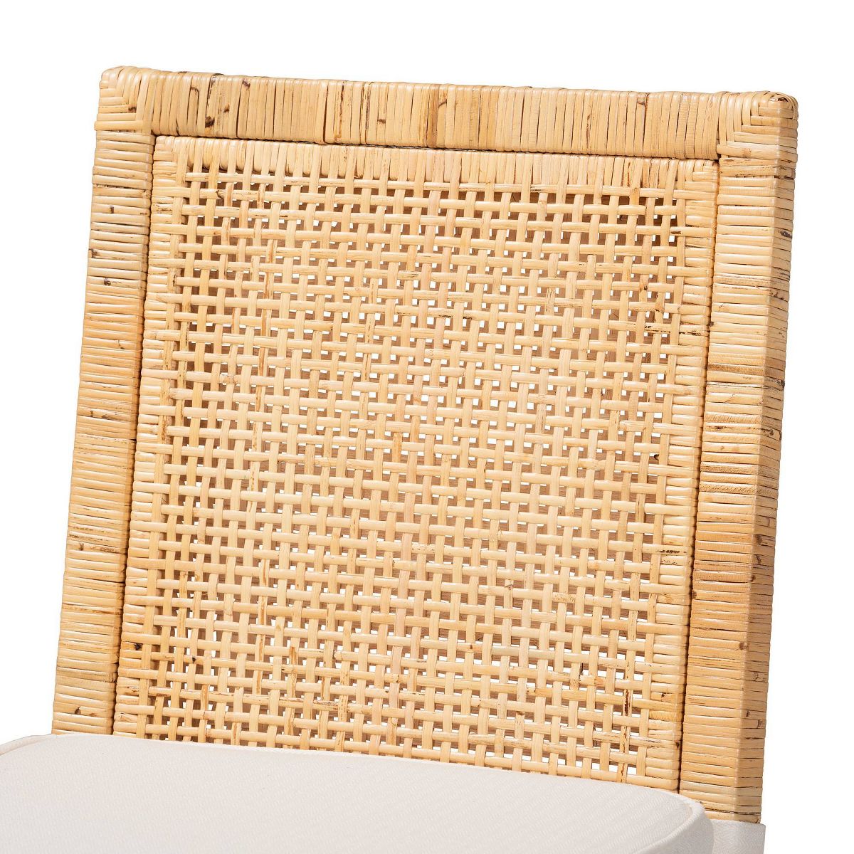 Sofia Wood and Rattan Dining Chair Set Natural/White - bali & pari: Handcrafted, Foam Cushion, No Assembly Required - thumbnail 6