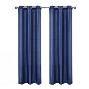 RT Designer Collection Nancy Grommet Luxurious Modern Design Curtain Panel 54" x 95" Navy Blue - 1 of 4