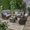 Christopher Knight Home Lucia Outdoor Wicker 6 Seater Chat Set with Cushion, Brown/Tan - 2 of 4