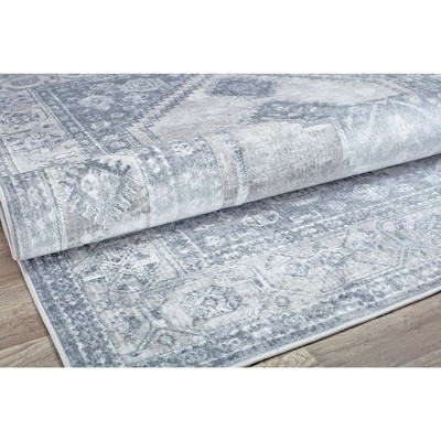 Gray Floral Synthetic 5' x 7' Area Rug