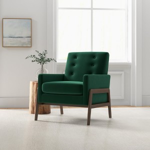 Velvet Modern Wingback Lounge Chair with Solid Wood Frame, High-Density Foam Cushioning, Non-Toxic Materials and Minimal Assembly - 1 of 4