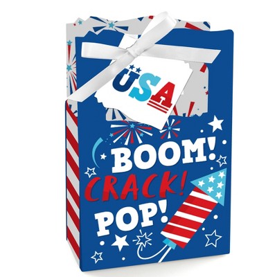 Big Dot of Happiness Firecracker 4th of July - Red, White and Royal Blue Party Favor Boxes - Set of 12