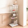 INFURNIC Decorative Bookshelf Modern Glass Display Cabinet with 3 Shelves and Tempered Glass Doors, White, 16.73"*14.37"*47.91" - 2 of 4