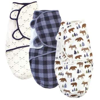 Hudson Baby Infant Boy Quilted Cotton Swaddle Wrap 3pk, Moose Bear, 0-3 Months