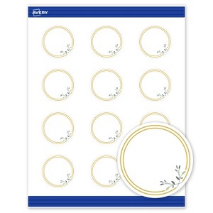 Avery® Cards, 2" Diameter, Double Gold Border w/ Florals, 120ct - 1 of 4