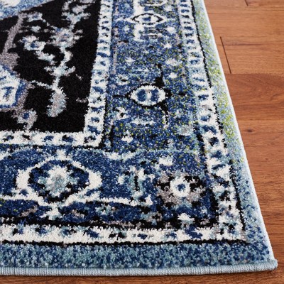 Antique Patina Blue Square Synthetic Area Rug - 6'7" x 6'7"