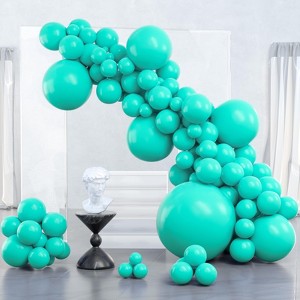 PartyWoo Balloons Teal Teal Blue Turquoise 36 18 12 10 5 Inch 100 pcs - 1 of 4