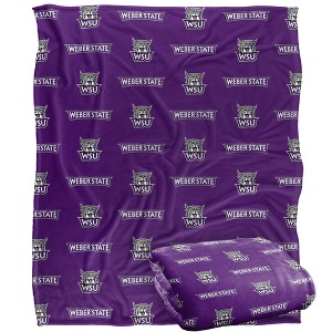 Weber State University Logo Pattern Silky Touch Blanket White 50x60 - 1 of 4