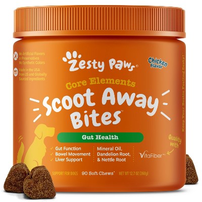 Zesty Paws Core Elements Gut Health Scoot Away Soft Chews for Dogs - Chicken Flavor - 90ct