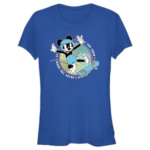 Junior's Women Mickey & Friends Enjoy the Skateboard Show T-Shirt - 1 of 4