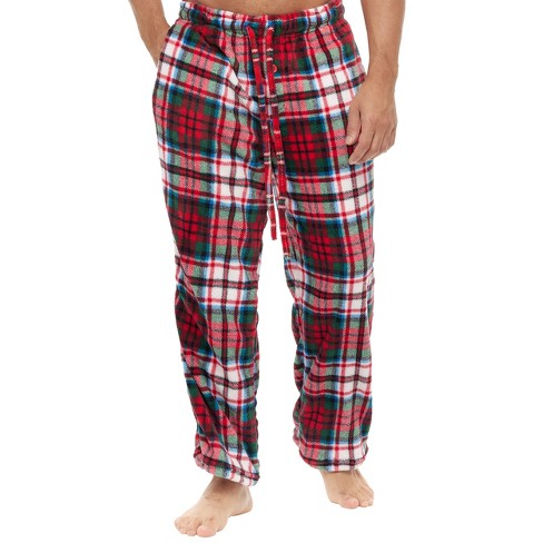 ADR Women's Plush Fleece Pajama Bottoms with Pockets, Winter PJ Lounge  Pants Red Christmas Plaid 2X Large