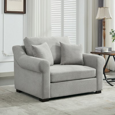 Sapphtopaz 44.5" Modern Accent Chair Chenille Oversized Armchair Comfy Chair with L-Shape Legs and Pillows Chairs for Living Room, Bedroom