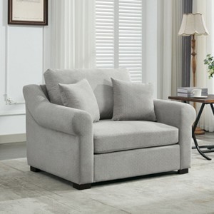 Sapphtopaz 44.5" Modern Accent Chair Chenille Oversized Armchair Comfy Chair with L-Shape Legs and Pillows Chairs for Living Room, Bedroom - 1 of 4