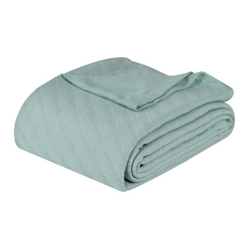 Modern Cotton Textured Striped Lightweight Woven Blanket Throw Aqua Blue Nile Mills Target