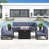 LayinSun 6-Piece Large Outdoor Modular L-Shaped Sectional Set with Propane Fire Pit Table - 2 of 4