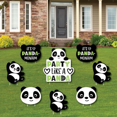 Big Dot of Happiness Party Like a Panda Bear - Yard Sign & Outdoor Lawn Decorations - Baby Shower or Birthday Party Yard Signs - Set of 8