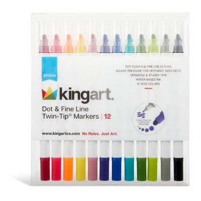 KINGART Dot Tip Markers 12 Colors