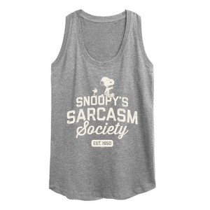 Women's - Peanuts - Snoopy Sarcasm Society Graphic Racerback Tank - 1 of 4